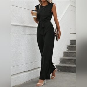 Chiquease Solid Belted Wide Leg Jumpsuit